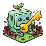 MCP Yard: a little server holding a golden key, in a fenced yard